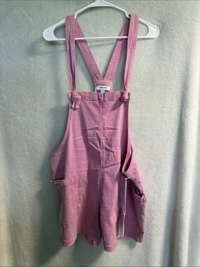 Pink Denim Overall Dress with Functional Pockets